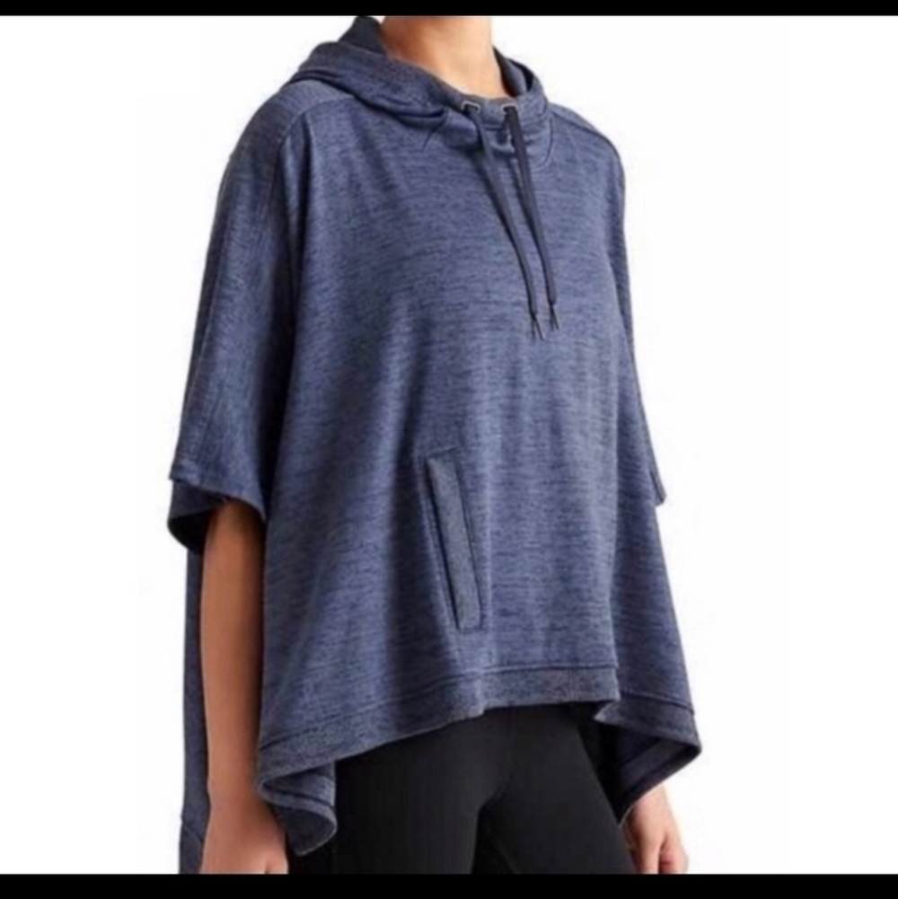 Athleta Blissful Yoga Hooded Poncho, Heathered Gray, sz Small